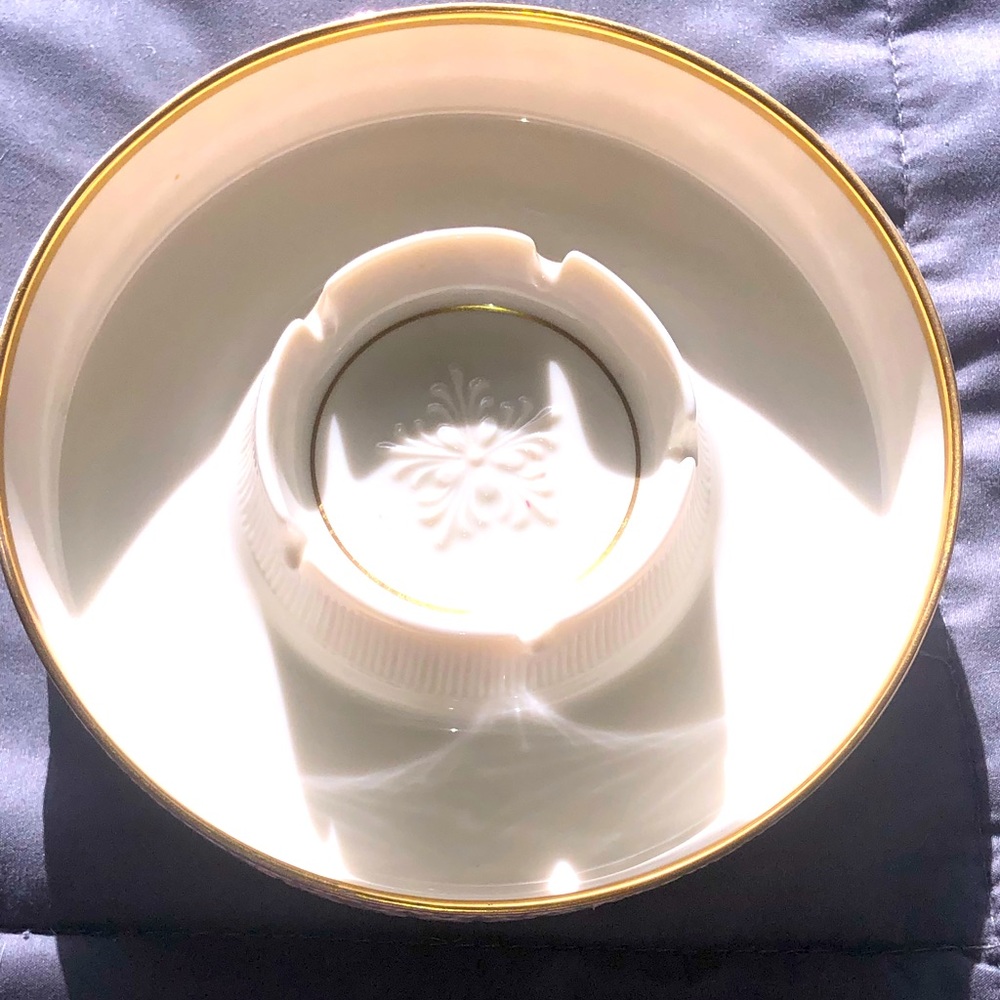 Vintage Lenox Stratford Collection Ashtray, ivory with gold trim